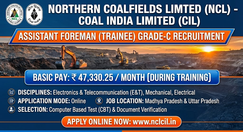 NCL Assistant Foreman Recruitment 2026