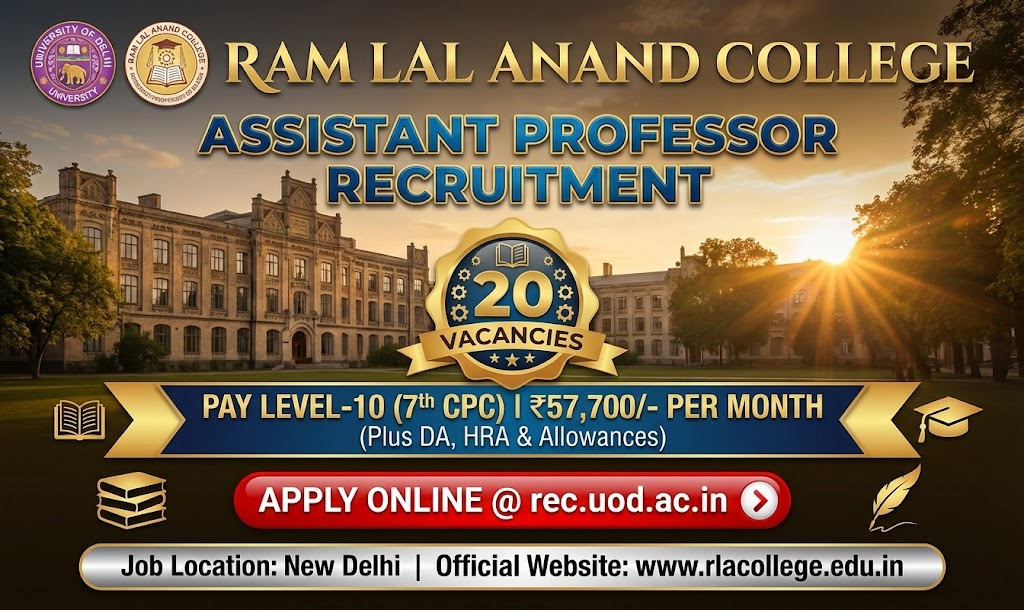 Ram Lal Anand College Recruitment 2026 - Apply Online for Assistant Professor Posts