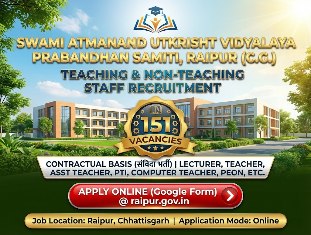 Swami Atmanand School Raipur Recruitment 2026
