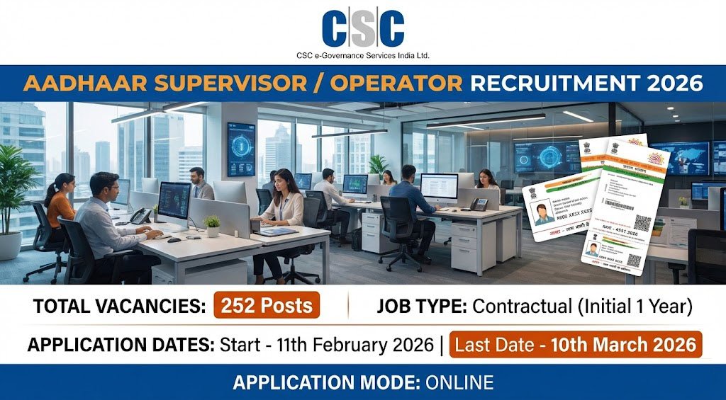 CSC Aadhaar Supervisor Recruitment 2026