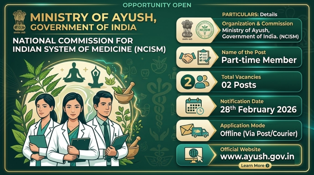 Ministry of Ayush NCISM Recruitment 2026