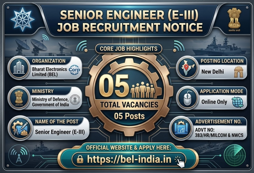 BEL Senior Engineer Recruitment 2026 - Apply Online