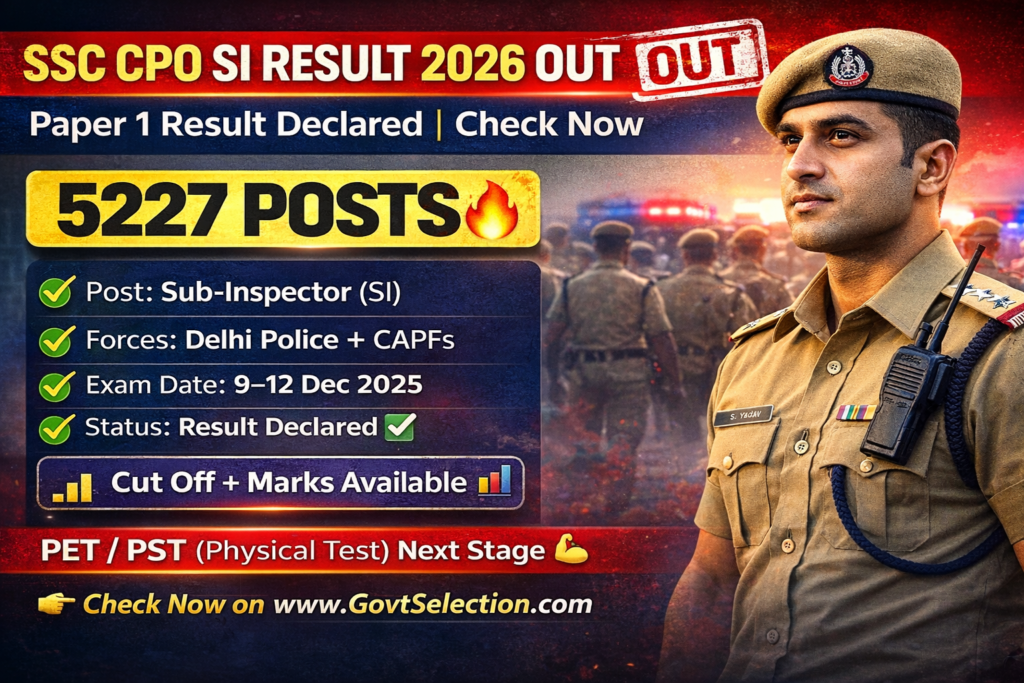 SSC CPO SI 2026 Result Released 