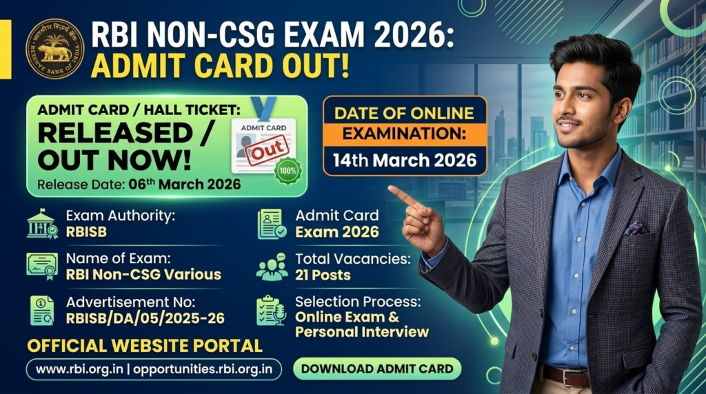 RBI Non CSG Various Post Admit Card 2026