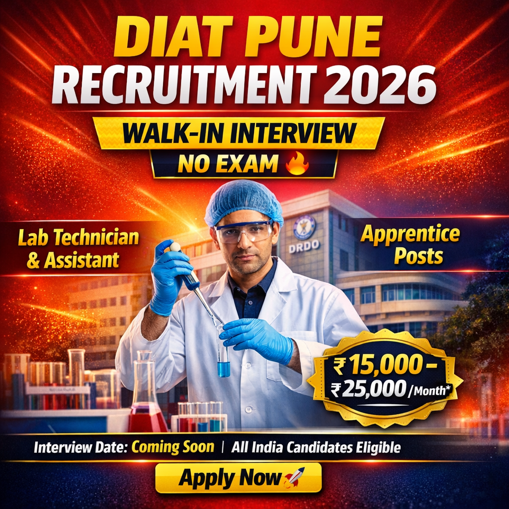 DIAT Pune Recruitment 2026 - Walk-in Interview for Apprentice Posts, Check Details