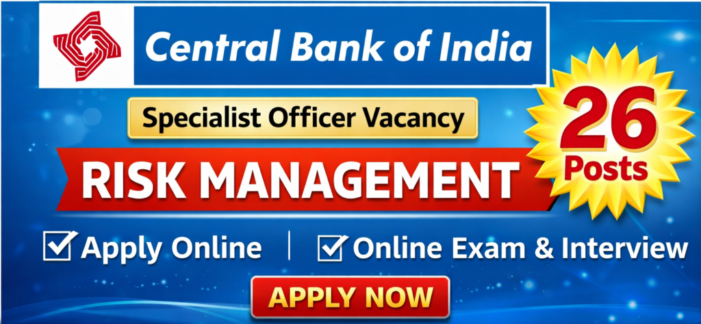 Central Bank of India Specialist Officer Recruitment 2026