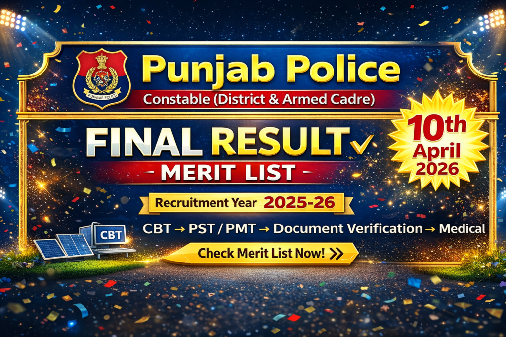 Punjab Police Constable Final Result 2025-26
